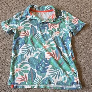 Cat & Jack Tropical Leaf Print Polo Boys M